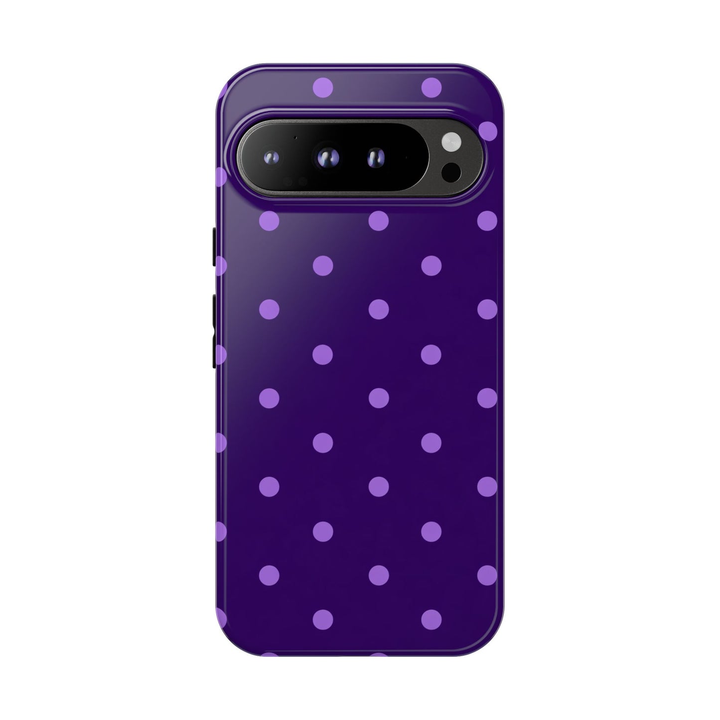 Purple Polka Dot Tough Phone Case – Cute Stylish Durable Protective Cover for Iphone, Samsung Galaxy and Pixel