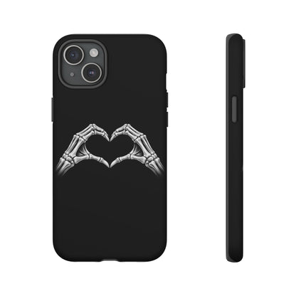 Skeleton Hands Heart Phone Case | Gothic Black Protective Cover