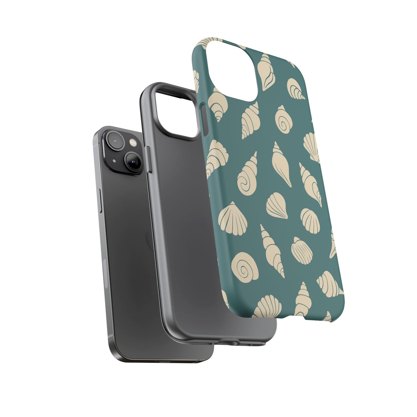 Seashell Pattern Phone Case | Teal Coastal Shells Tough Case for Iphone, Samsung Galaxy and Pixel