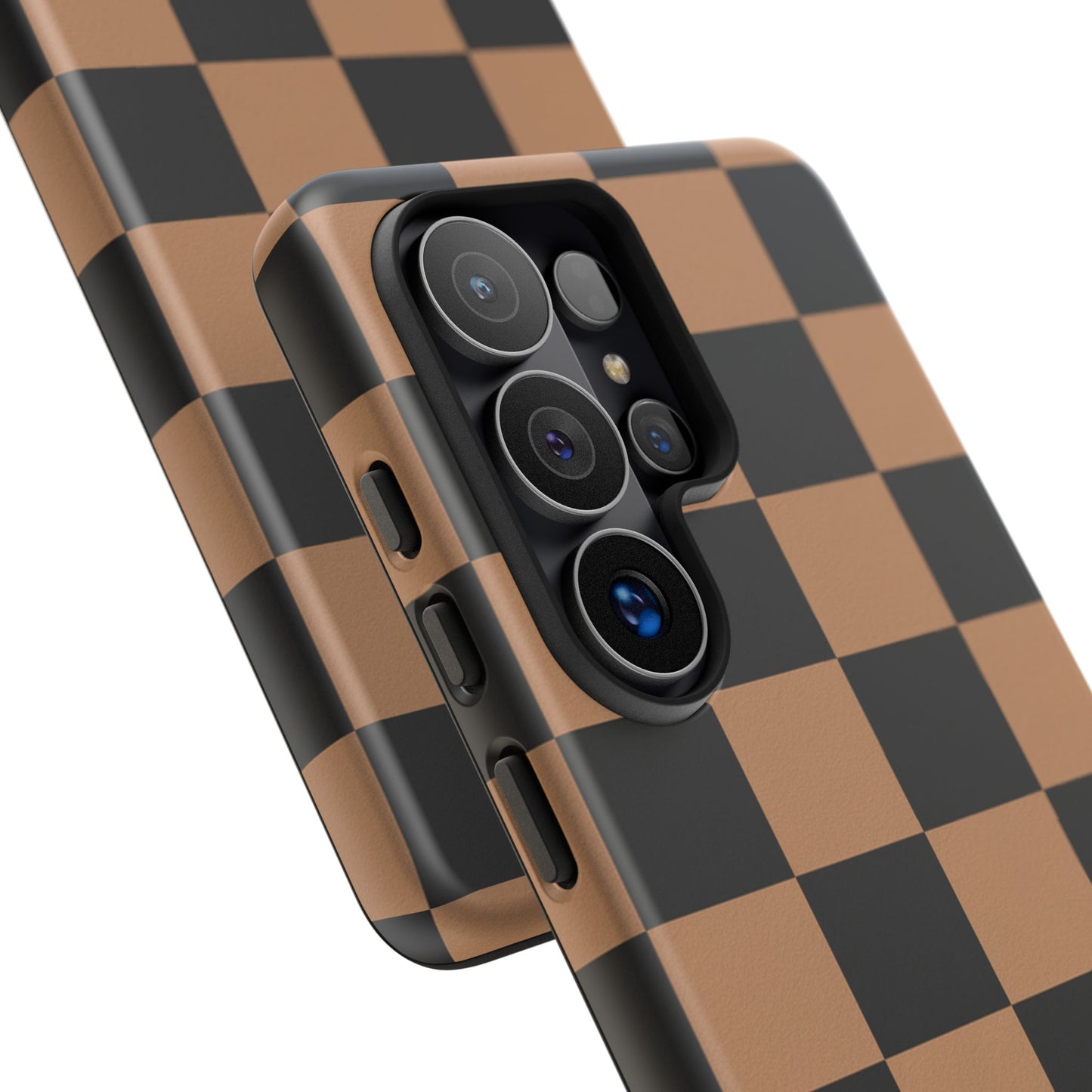 Brown Checkered Phone Case | Aesthetic Checkerboard iPhone & Samsung Tough Case
