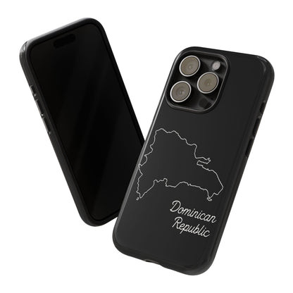 Dominican Republic Outline Phone Case – Minimal Country Map Tough Case (iPhone, Samsung, Pixel)