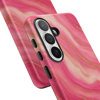 Pink Marble Phone Case | Rose Gold Swirl Aesthetic Tough Protective Case