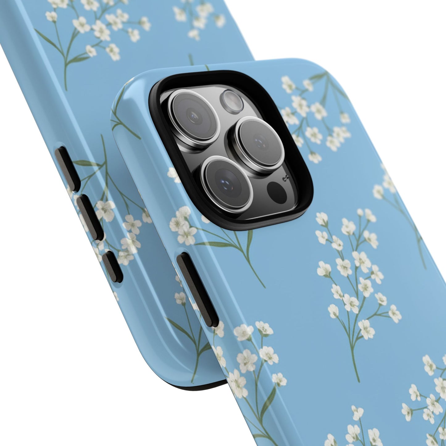 Baby’s Breath Floral Phone Case – Blue Minimal Flower Aesthetic Tough Case