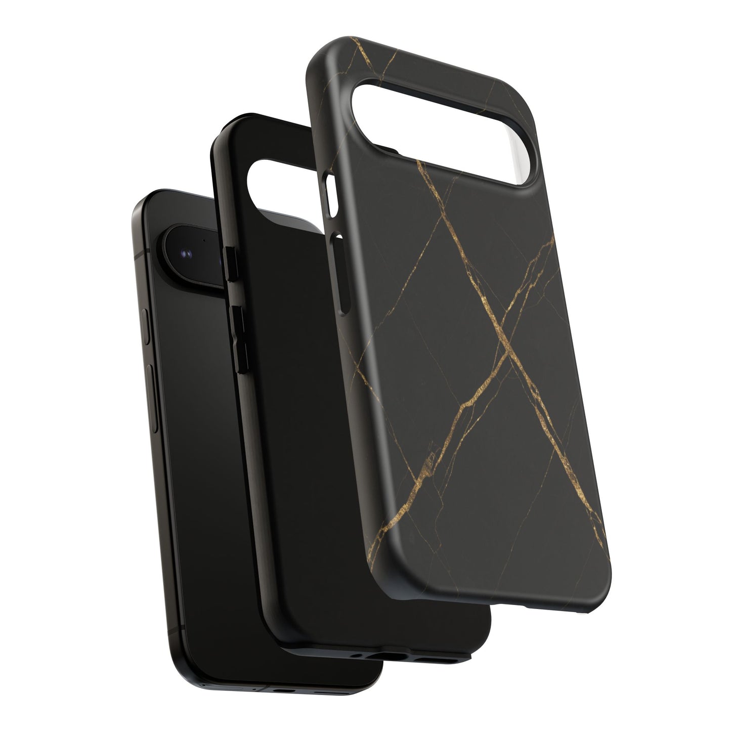 Black Marble Phone Case with Gold Veins | Minimal Luxury Tough Case