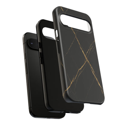 Black Marble Phone Case with Gold Veins | Minimal Luxury Tough Case
