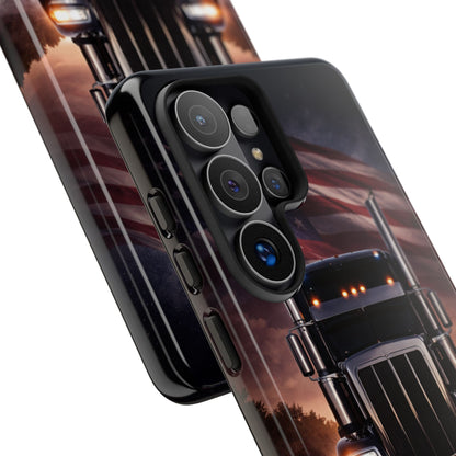 Semi Truck Phone Case American Flag Big Rig Trucker Gift iPhone Samsung