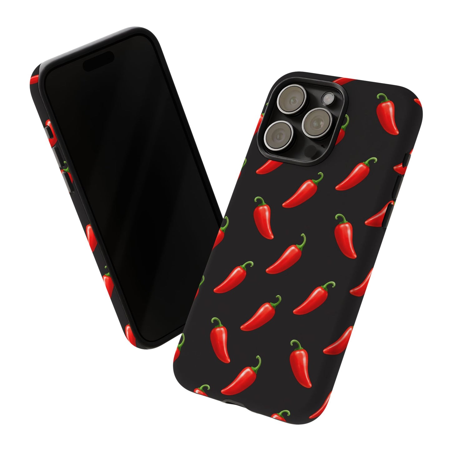 Spicy Chili Pepper Phone Case – Black Cute Hot Pepper Tough Cover for Iphone, Samsung Galaxy and Pixel