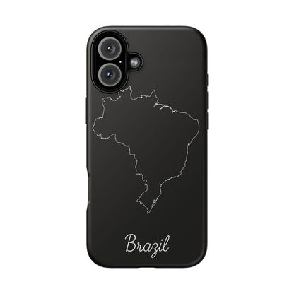 Brazil Outline Phone Case – Minimal Country Map Tough Case (iPhone, Samsung, Pixel)