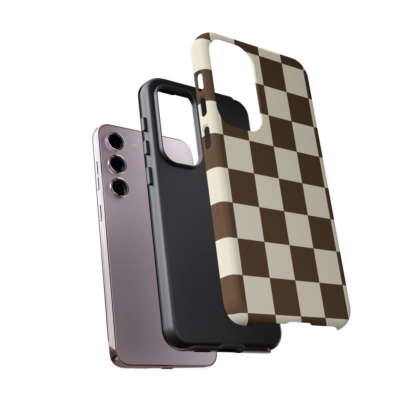 Mocha Checkerboard Phone Case | Neutral Aesthetic Tough Case