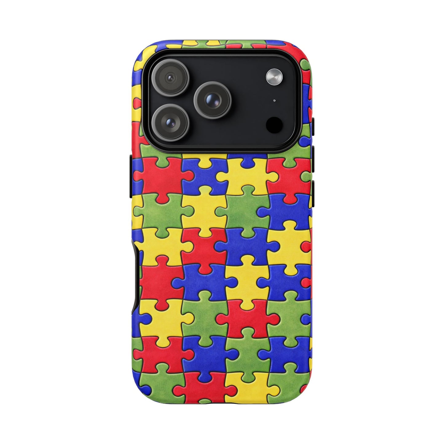 Colorful Puzzle Phone Case, Autism Awareness Jigsaw Design, Tough Protective Case, iPhone & Samsung Case, Vibrant Puzzle Pattern