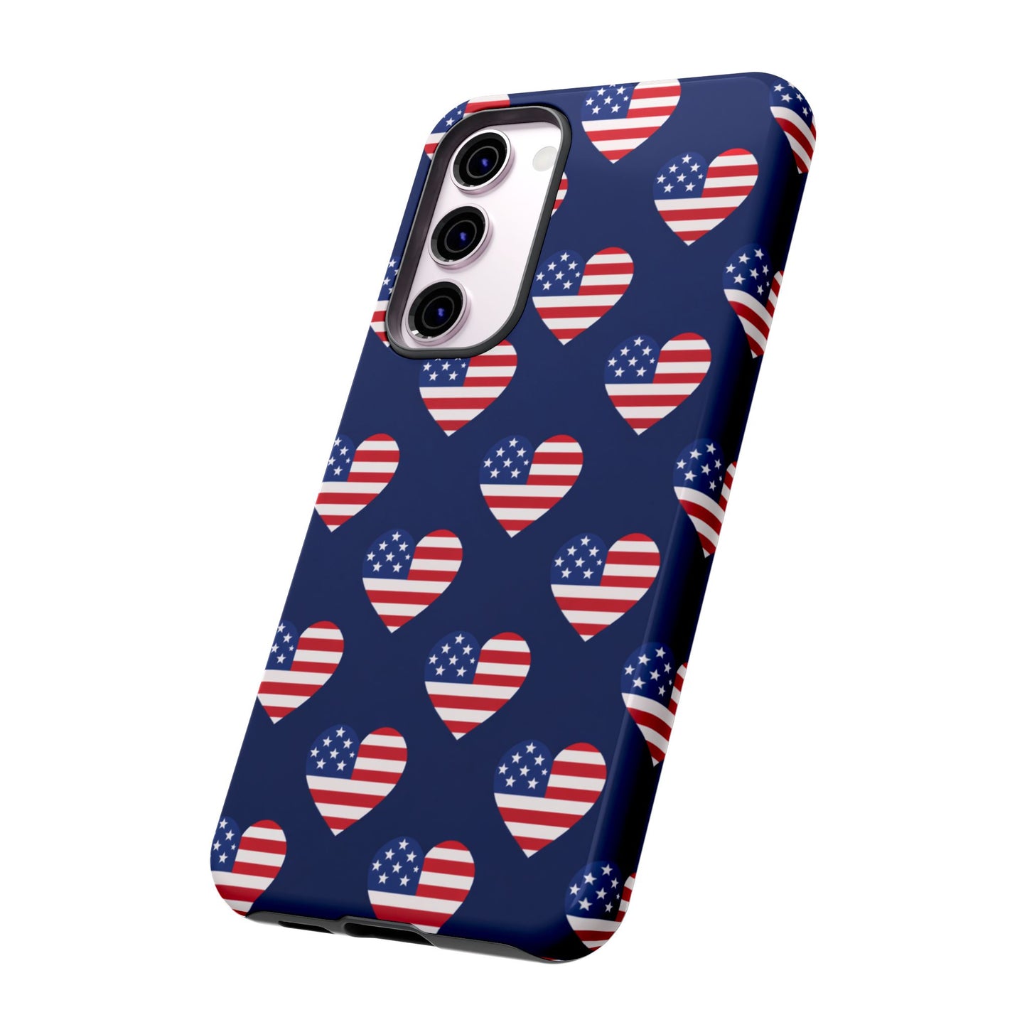 Patriotic American Flag Heart Phone Case – Tough Shockproof, USA Stars & Stripes for Iphone, Samsung Galaxy and Pixel