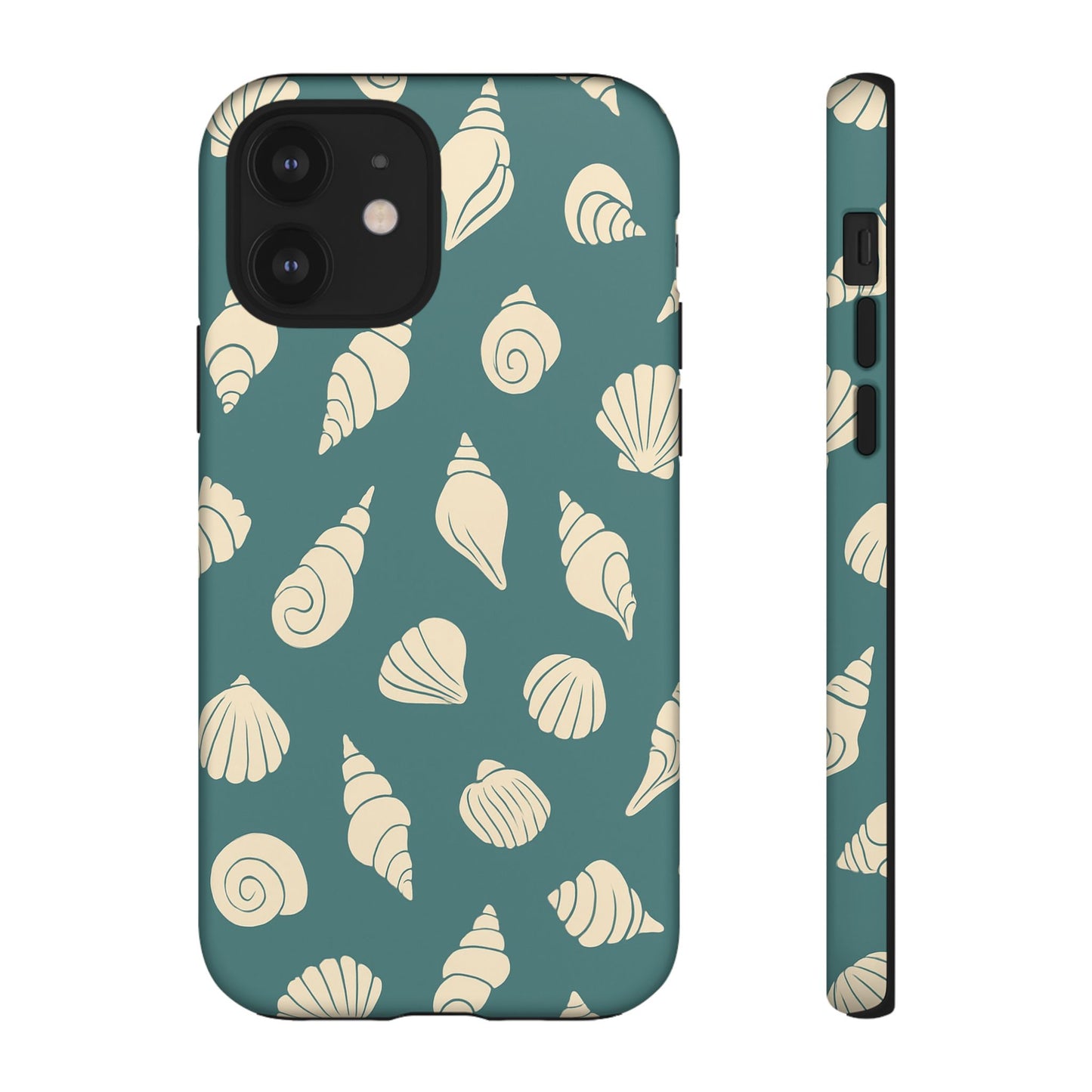 Seashell Pattern Phone Case | Teal Coastal Shells Tough Case for Iphone, Samsung Galaxy and Pixel