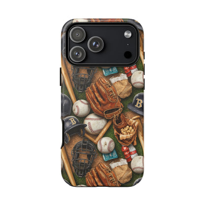 Baseball Gear Collage Phone Case – Vintage Baseball Equipment Sports Tough Case