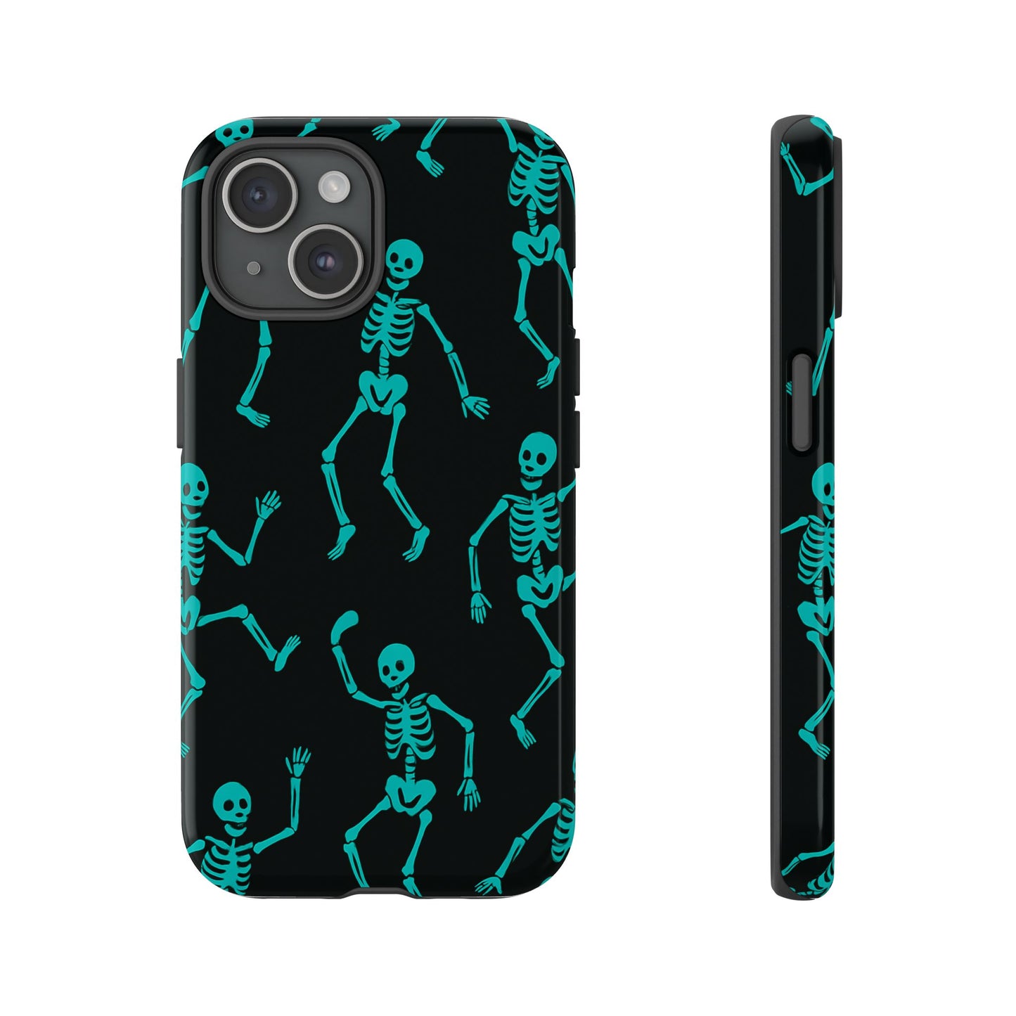 Dancing Teal Skeletons Phone Case | Tough Protective Case for Iphone, Samsung Galaxy and Pixel