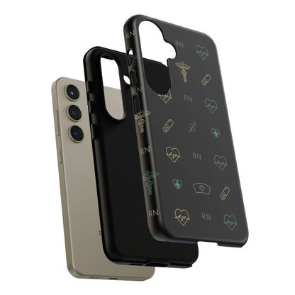 RN Nurse Phone Case – Minimal Medical Icon Pattern Healthcare Worker Tough Case
