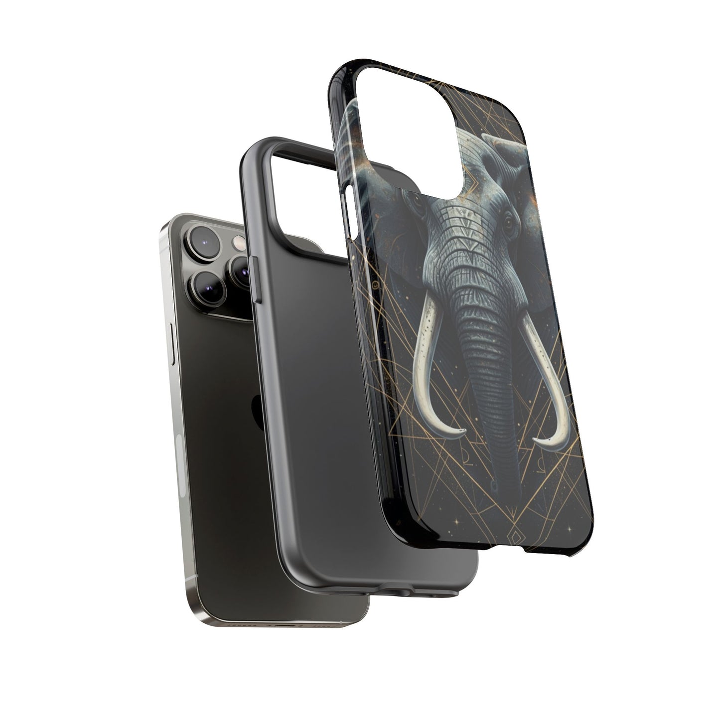 Elephant Mandala Phone Case – Black and Gold Spiritual Elephant Tough Protective Case