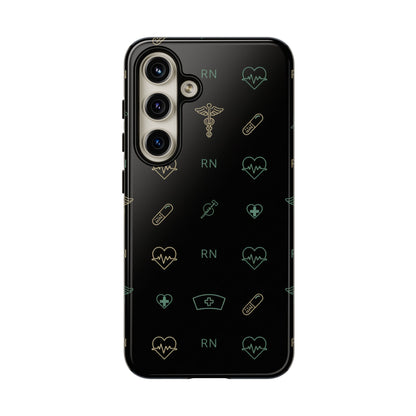 RN Nurse Phone Case – Minimal Medical Icon Pattern Healthcare Worker Tough Case