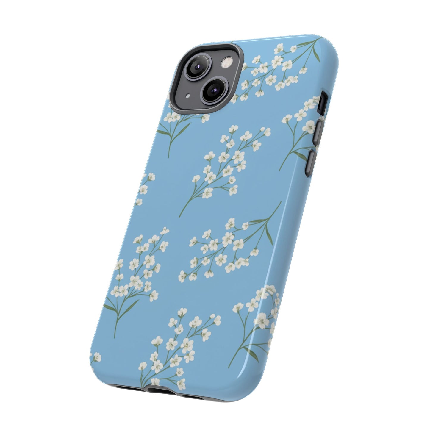 Baby’s Breath Floral Phone Case | Minimal Blue Flower Tough Case