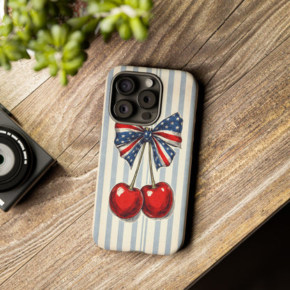 Patriotic Cherry Phone Case Americana Coquette Aesthetic iPhone Samsung