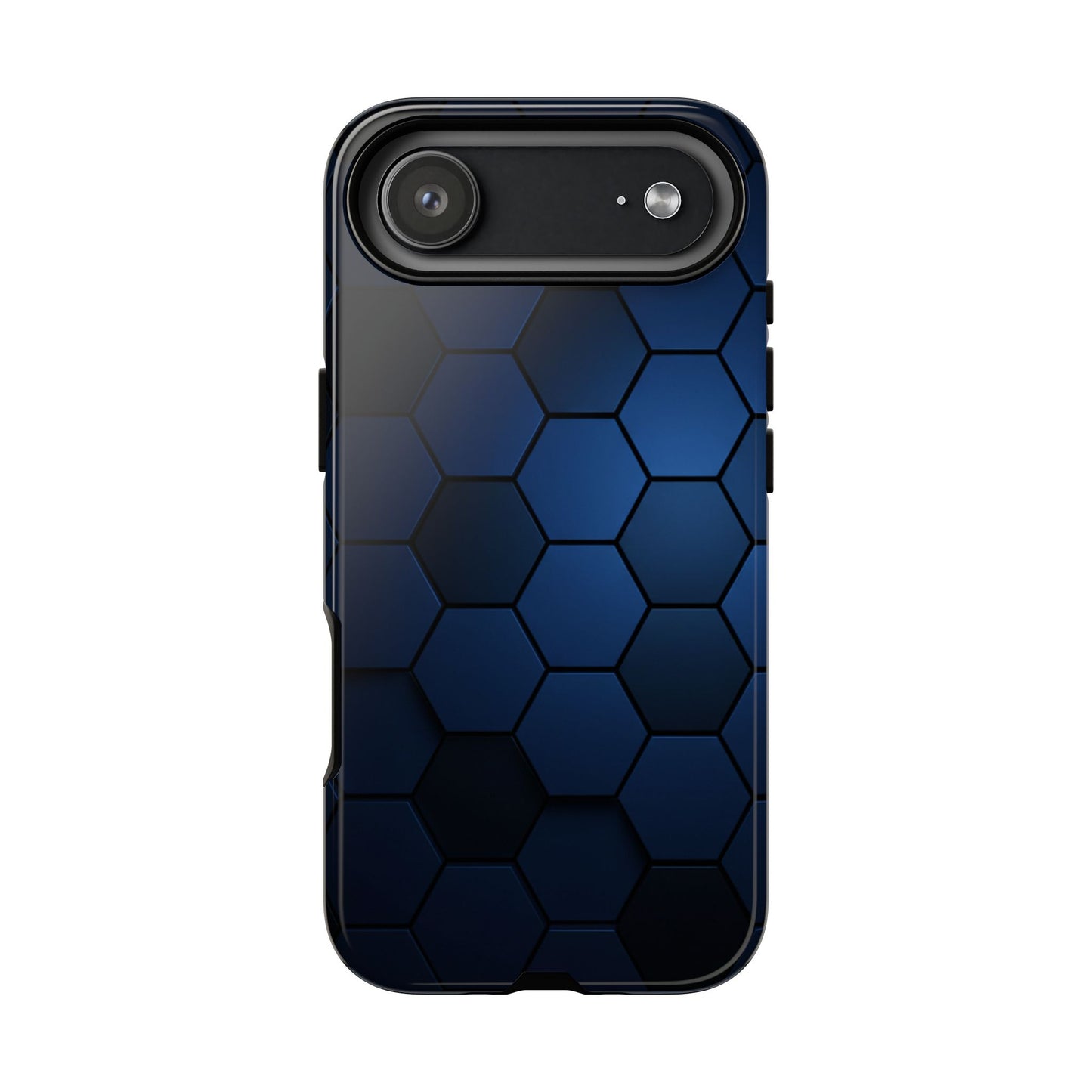 Blue Hexagon Gradient Phone Case | Honeycomb Geometric Tech Aesthetic | Minimalist Tough Case for iPhone & Samsung