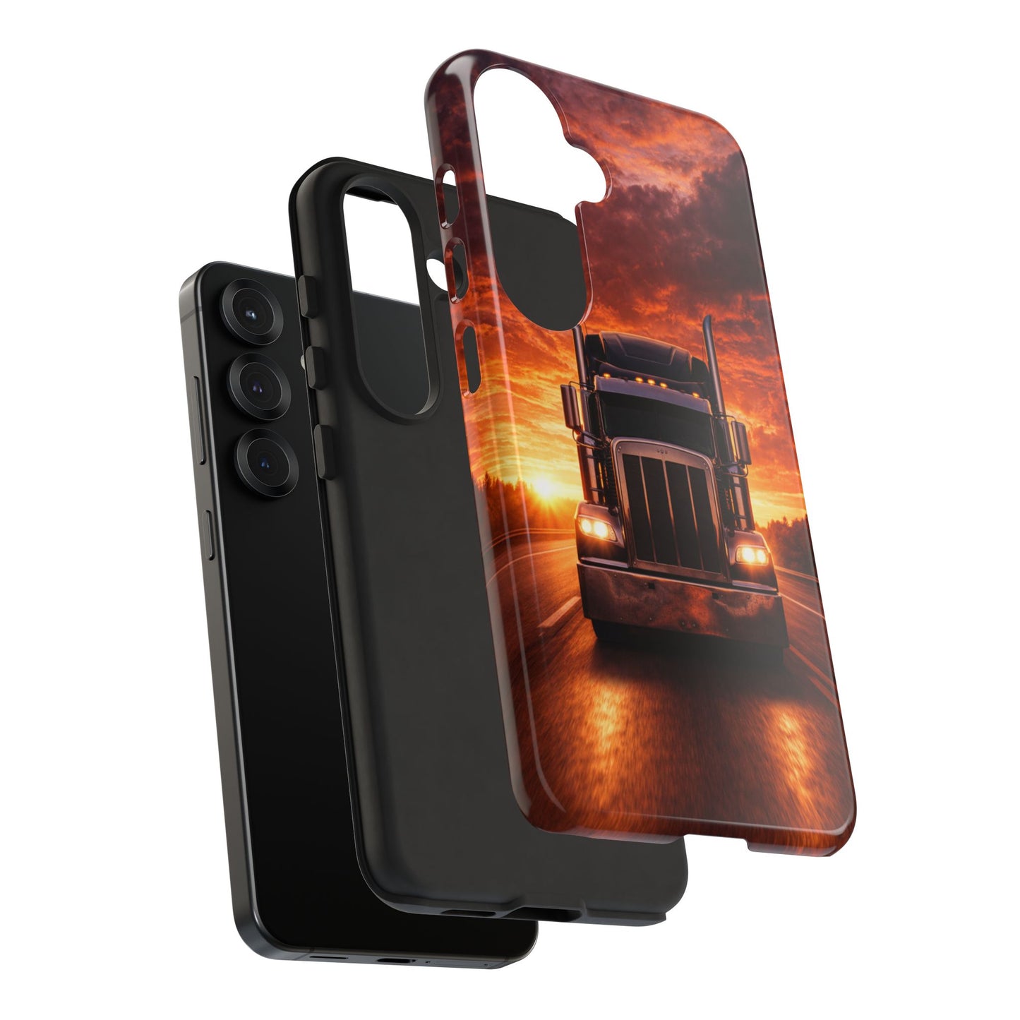 Big Rig Truck Phone Case Sunset Highway Semi Truck iPhone Samsung Cover