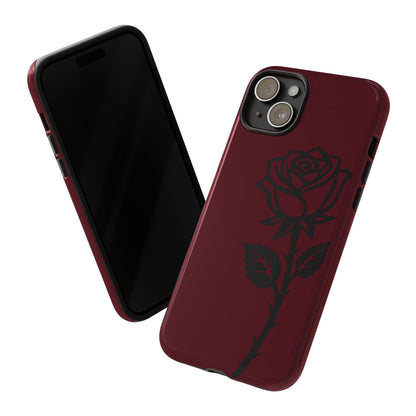 Black Rose Burgundy iPhone Case | Dark Aesthetic Shockproof Protective Cover
