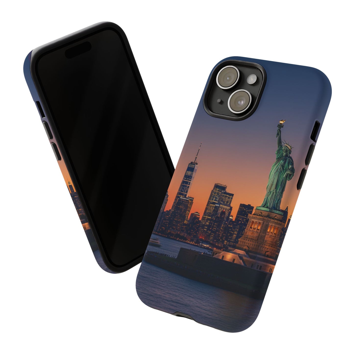 Statue of Liberty Sunset Phone Case – New York City Skyline Travel Aesthetic Tough Case