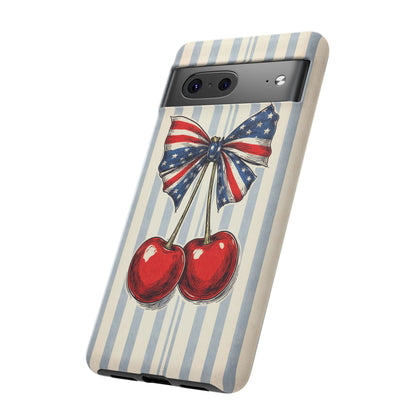 Patriotic Cherry Phone Case Americana Coquette Aesthetic iPhone Samsung