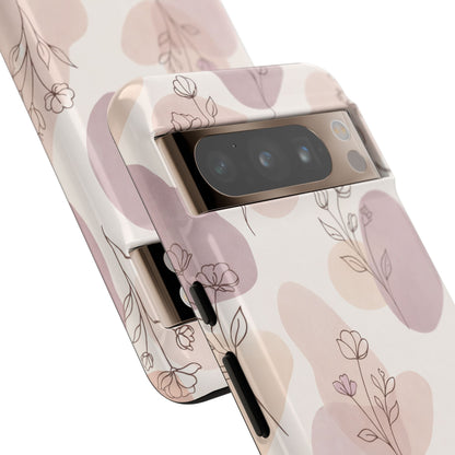 Blush Floral Phone Case Neutral Botanical Watercolor Tough Cover