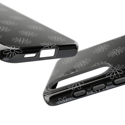 Black Daisy Floral Phone Case – Slim Protective Tough Case for Iphone, Samsung Galaxy and Pixel