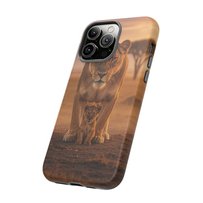 Lioness & Cub Phone Case | Safari Wildlife Tough Case for iPhone & Samsung