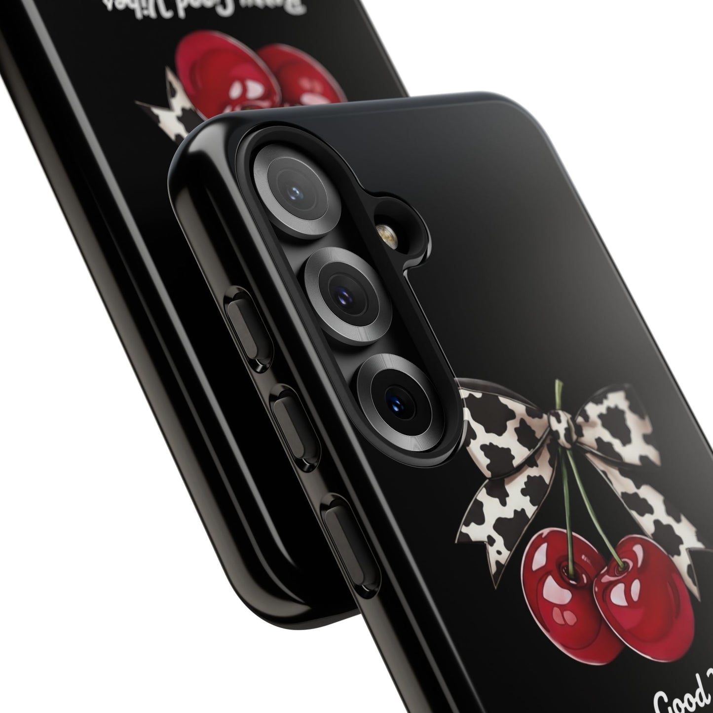 Cherry Cow Print Phone Case | Coquette Bow Aesthetic iPhone & Samsung Tough Case