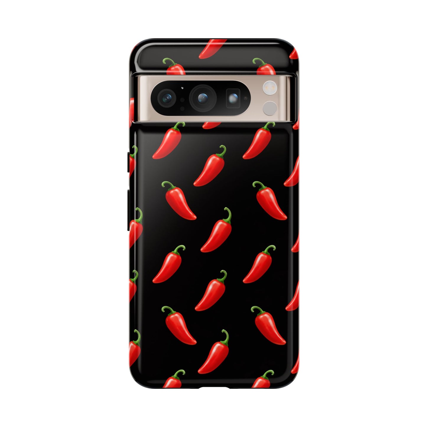 Spicy Chili Pepper Phone Case – Black Cute Hot Pepper Tough Cover for Iphone, Samsung Galaxy and Pixel