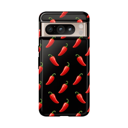 Spicy Chili Pepper Phone Case – Black Cute Hot Pepper Tough Cover for Iphone, Samsung Galaxy and Pixel