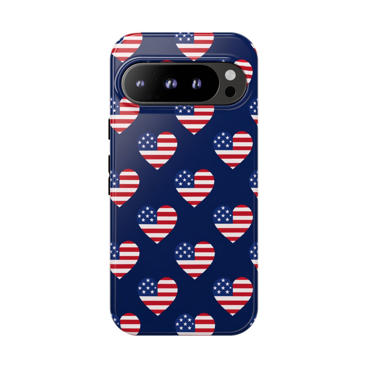 Patriotic American Flag Heart Phone Case – Tough Shockproof, USA Stars & Stripes for Iphone, Samsung Galaxy and Pixel