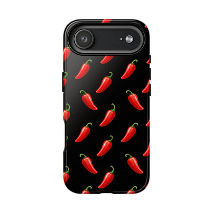 Spicy Chili Pepper Phone Case – Black Cute Hot Pepper Tough Cover for Iphone, Samsung Galaxy and Pixel