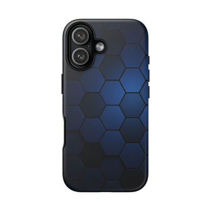 Blue Hexagon Gradient Phone Case | Honeycomb Geometric Tech Aesthetic | Minimalist Tough Case for iPhone & Samsung