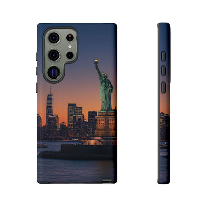Statue of Liberty Sunset Phone Case – New York City Skyline Travel Aesthetic Tough Case