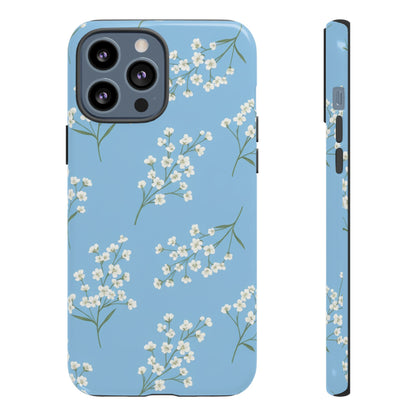 Baby’s Breath Floral Phone Case – Blue Minimal Flower Aesthetic Tough Case