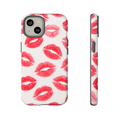Red Lipstick Kiss Phone Case – Sexy Lip Print Pattern Tough Protective Cover
