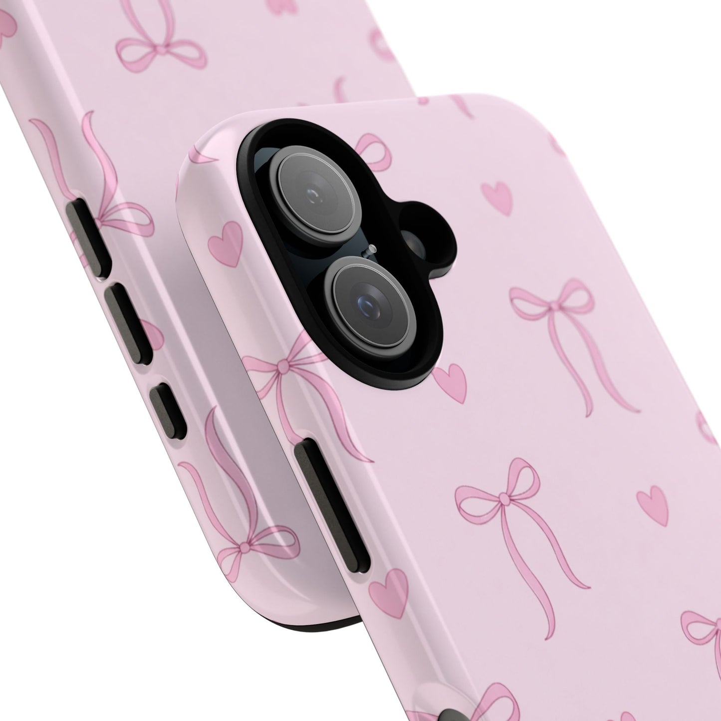 Pink Bow Heart Aesthetic Phone Case – Coquette Cute Tough Cover