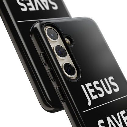 Jesus Saves Phone Case Christian Religious Minimalist Black Tough Cover