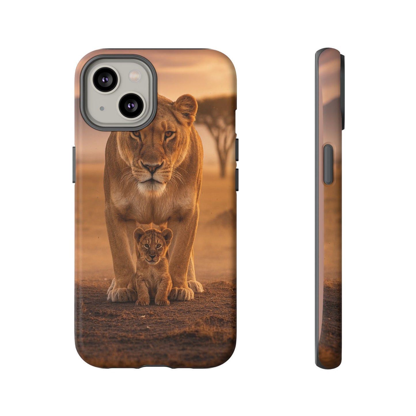 Lioness & Cub Phone Case | Safari Wildlife Tough Case for iPhone & Samsung