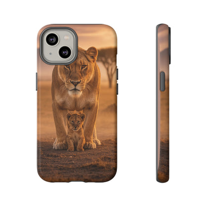 Lioness & Cub Phone Case | Safari Wildlife Tough Case for iPhone & Samsung