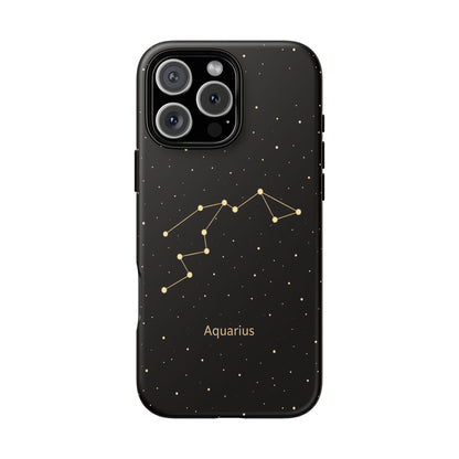 Aquarius Zodiac Constellation Phone Case – Luxe Gold Celestial Cover