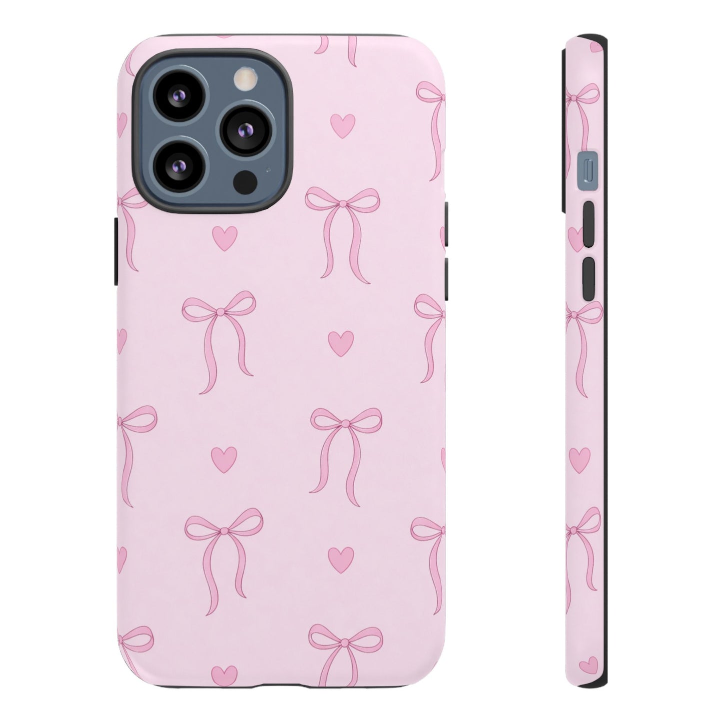 Pink Bow Heart Aesthetic Phone Case – Coquette Cute Tough Cover