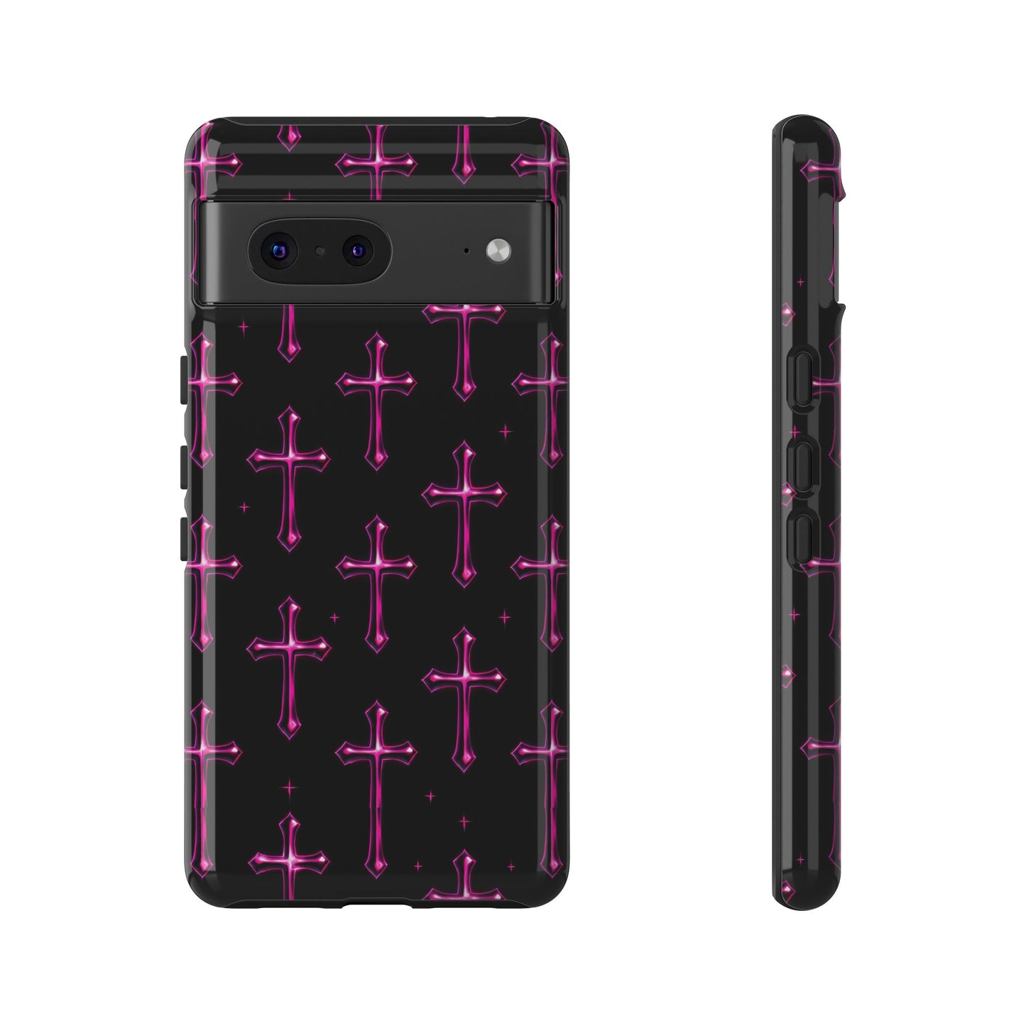Neon Pink Cross Pattern Phone Case | Tough Protective Case for Iphone, Samsung Galaxy and Pixel