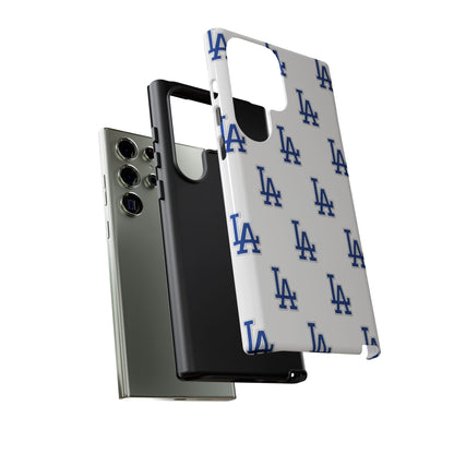 Blue LA Monogram Pattern Phone Case | Minimal Baseball Inspired Tough Cover