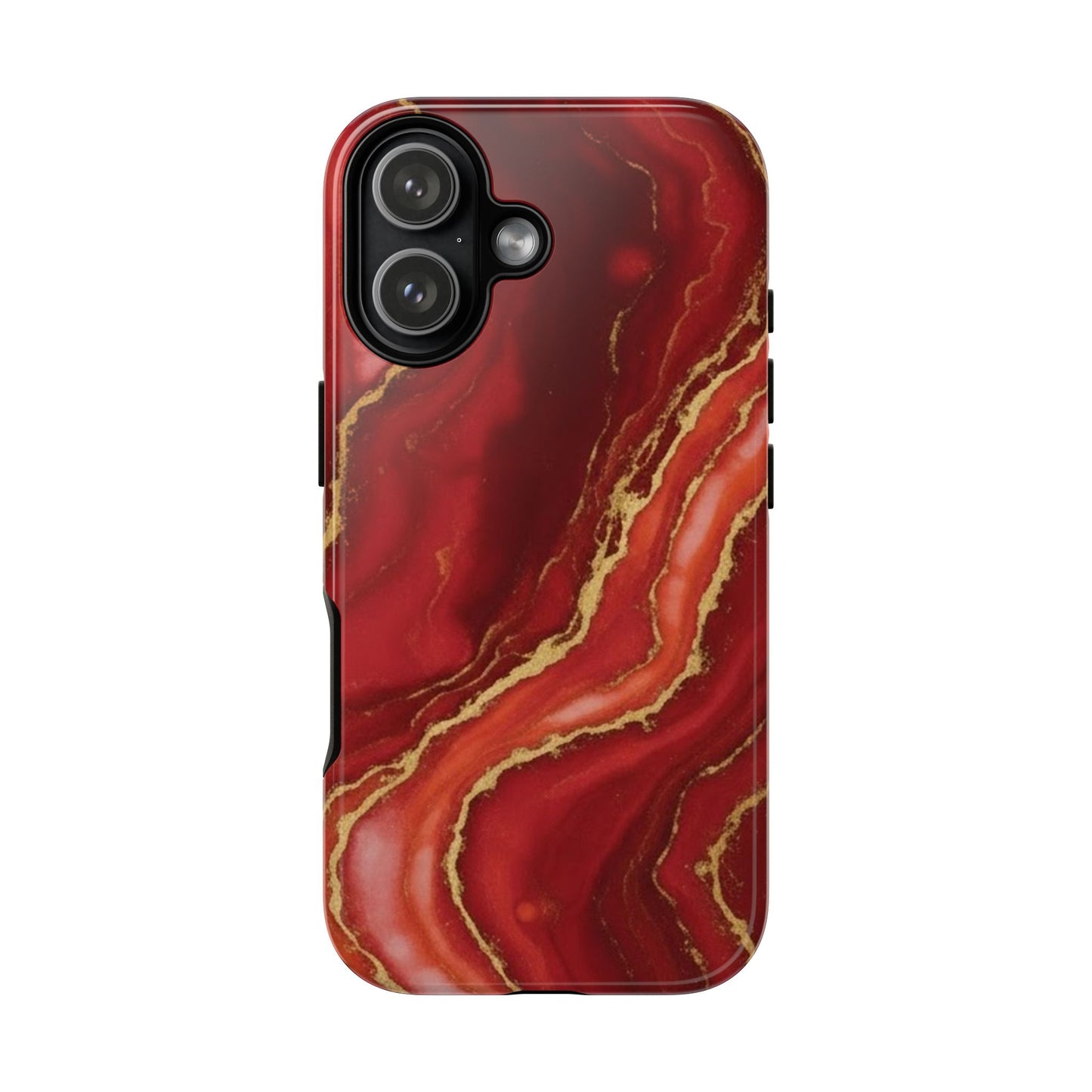 Red Agate Marble Phone Case – Gold Vein Luxury Stone Tough Case (iPhone, Samsung, Pixel)