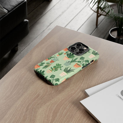 Plant Lover Phone Case | Cute Potted Plants Pattern | Botanical Aesthetic Tough Case